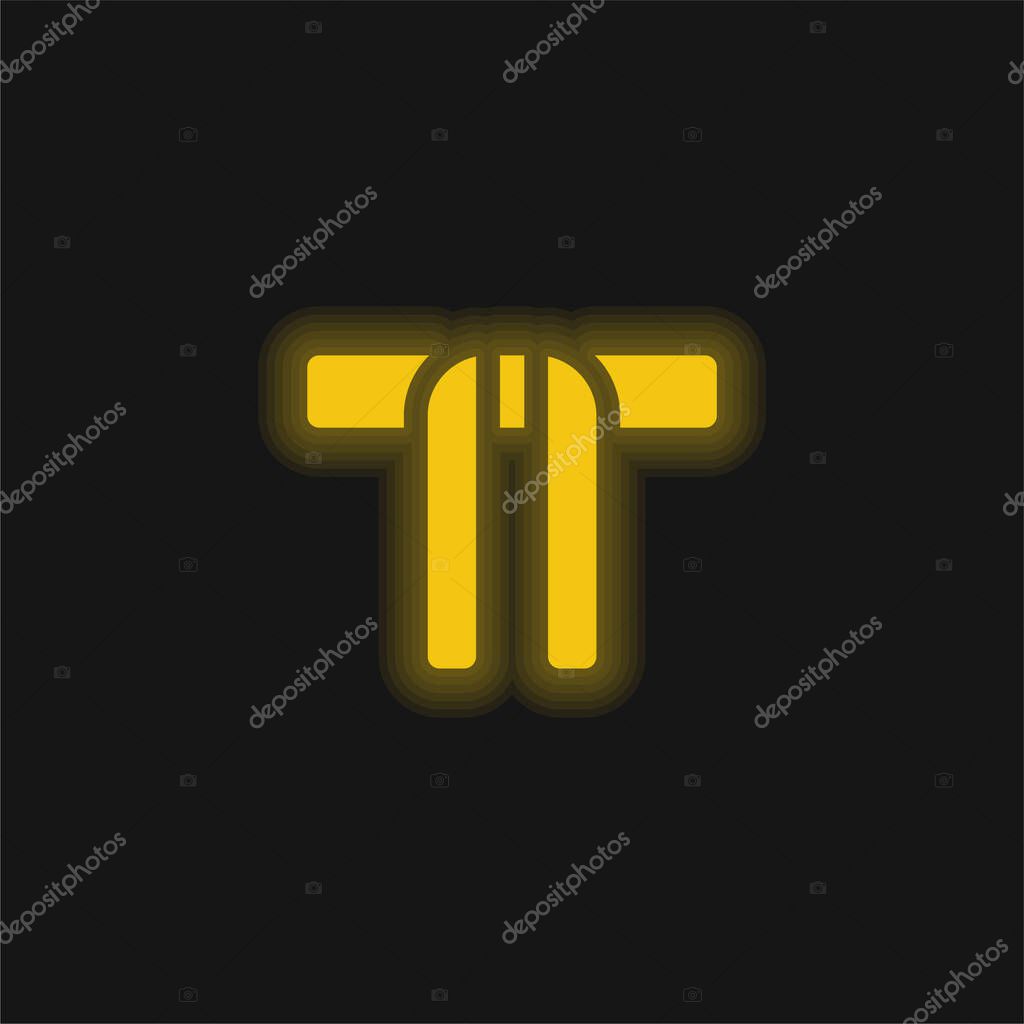 Black Belt yellow glowing neon icon