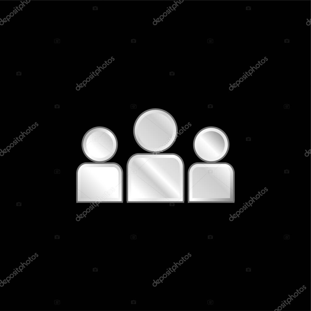 About Us silver plated metallic icon