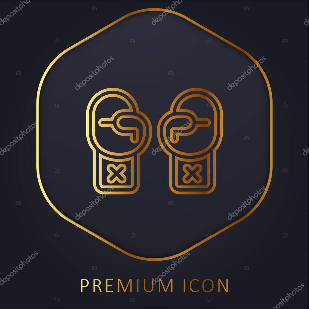 Boxing Gloves golden line premium logo or icon