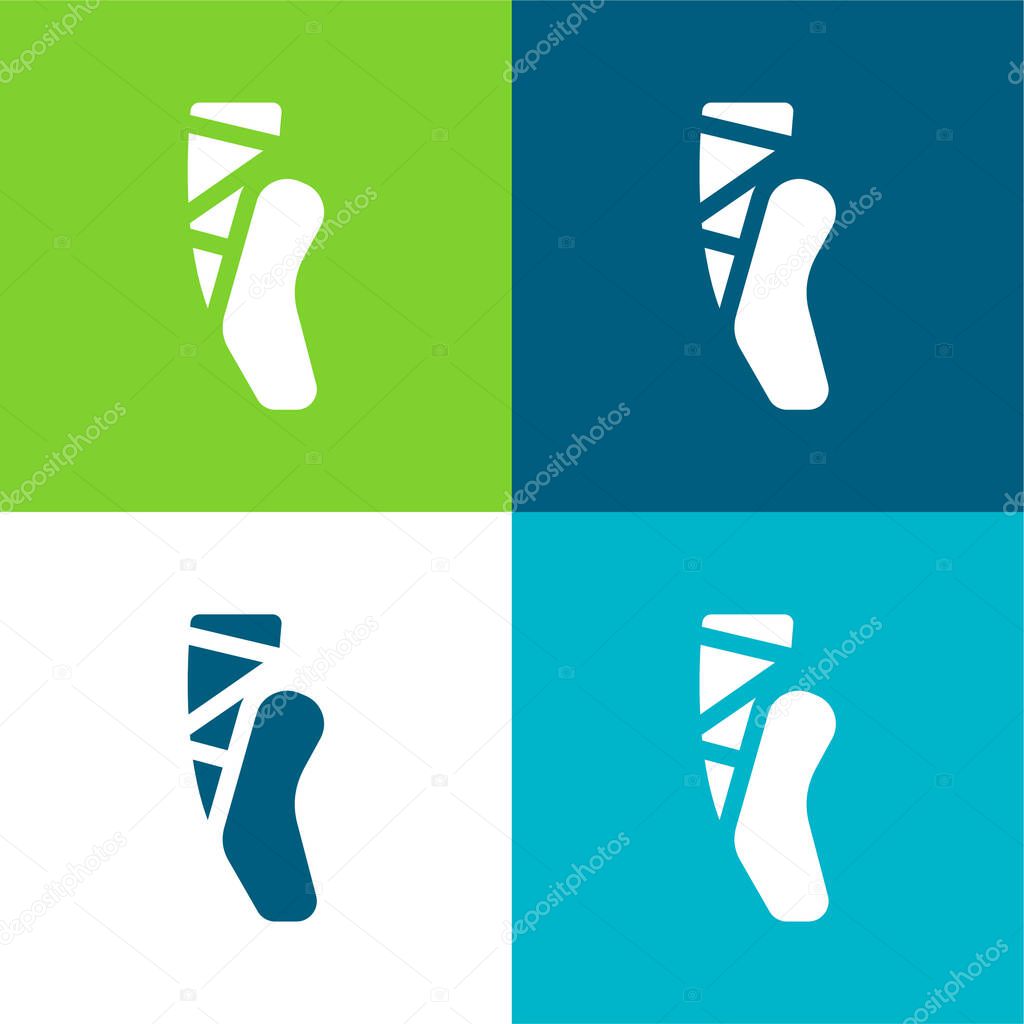 Ballet Flat four color minimal icon set