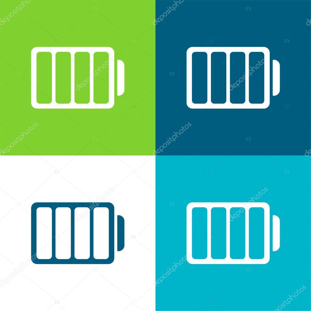 Battery With Four Empty Divisions Flat four color minimal icon set