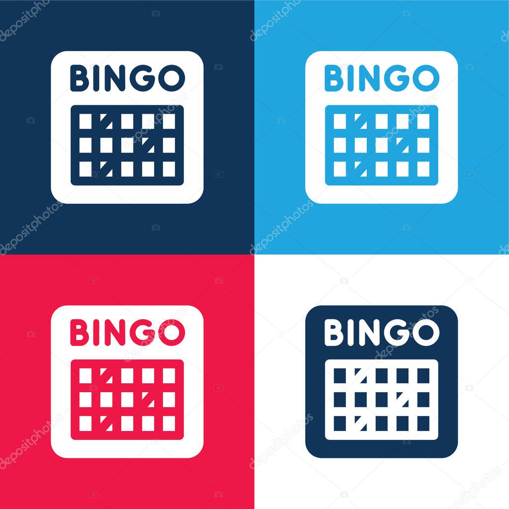 Bingo blue and red four color minimal icon set
