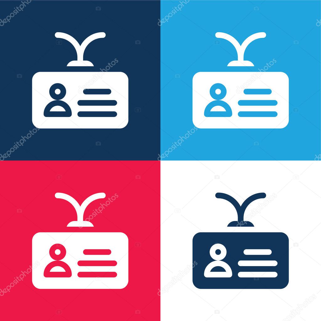 Account blue and red four color minimal icon set