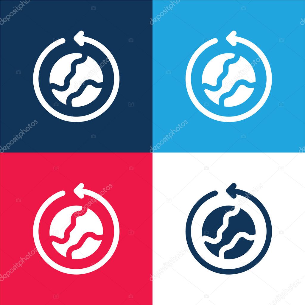 Around The World blue and red four color minimal icon set