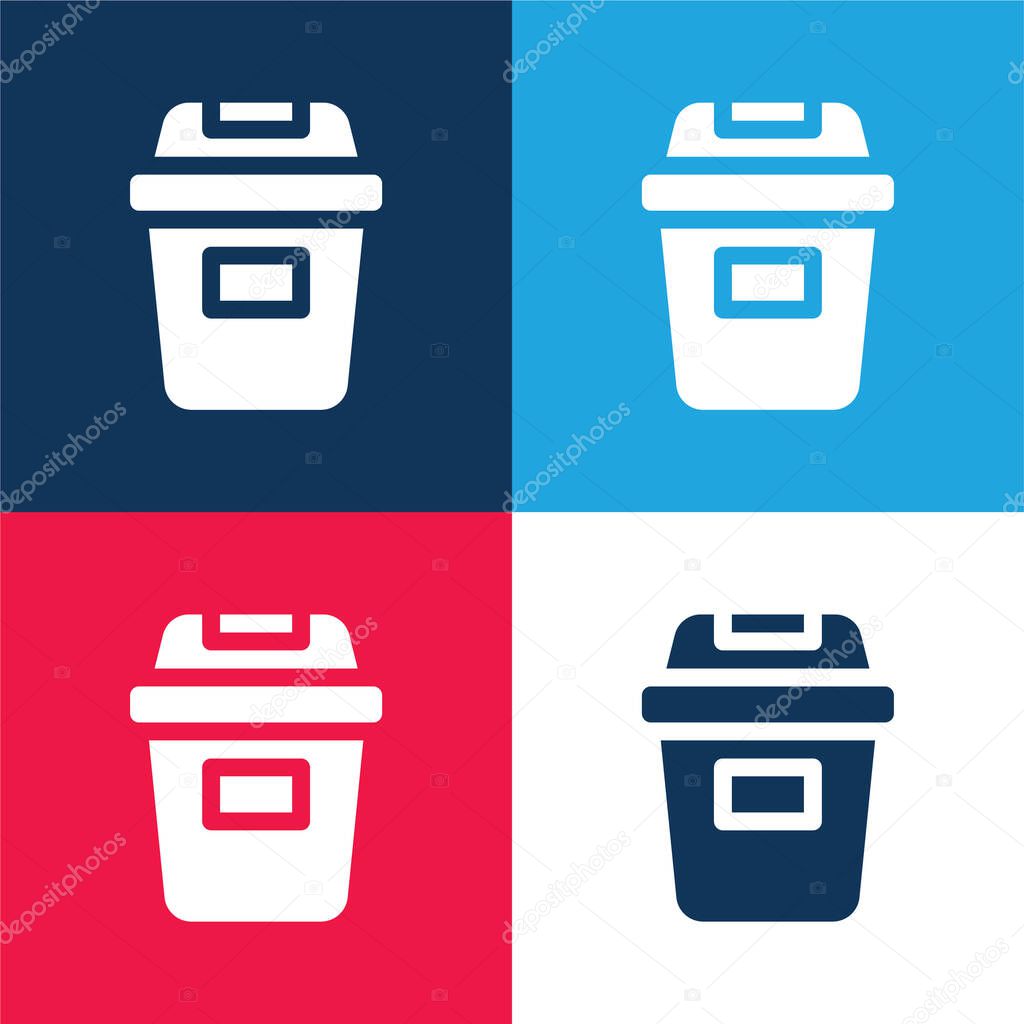 Bin blue and red four color minimal icon set