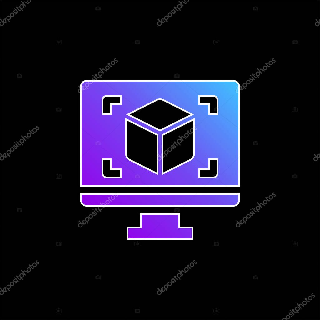 3d Display blue gradient vector icon