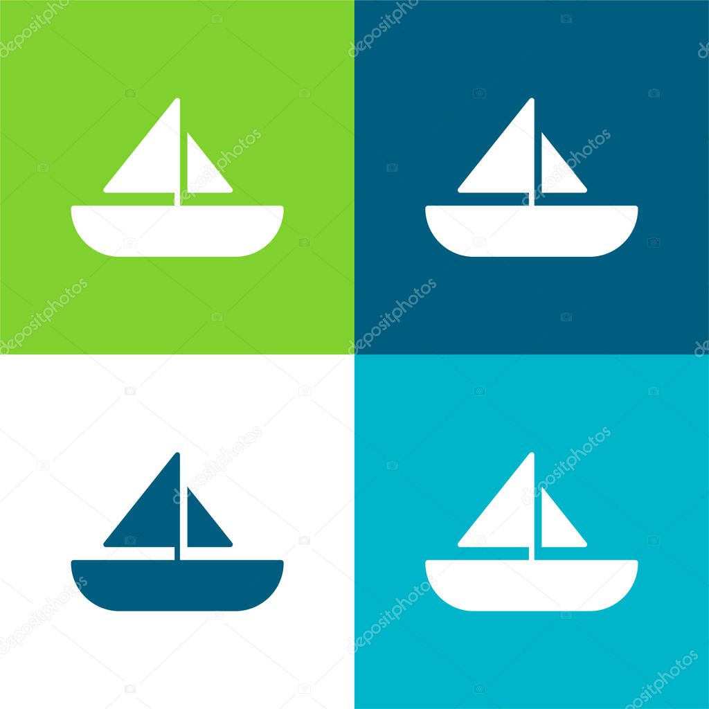 Boat Flat four color minimal icon set