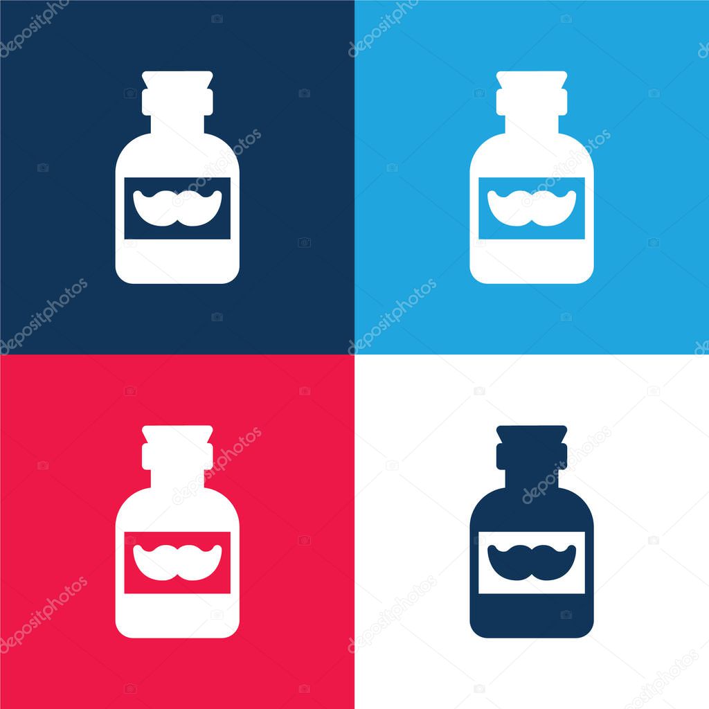 Barber blue and red four color minimal icon set