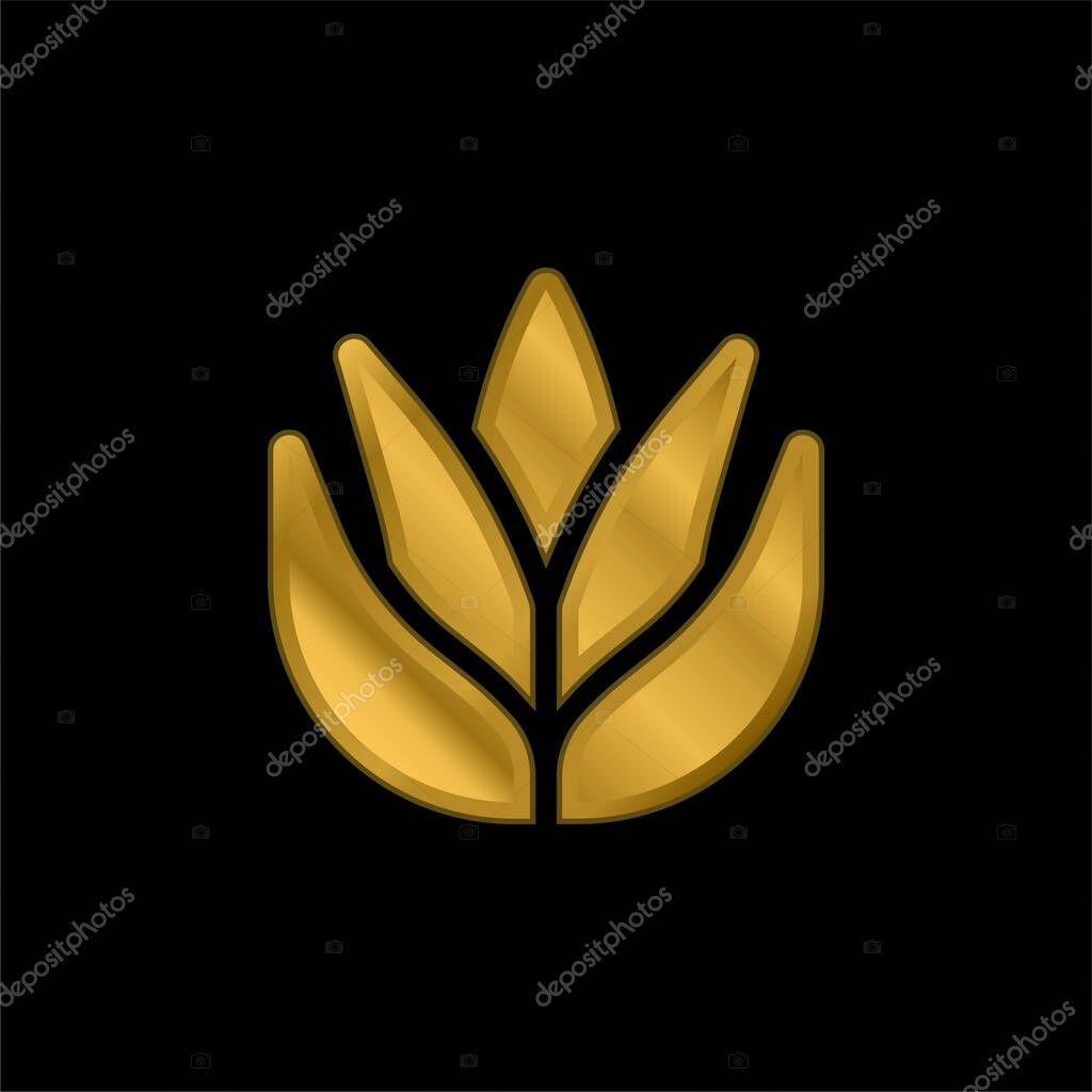 Aloe Vera gold plated metalic icon or logo vector