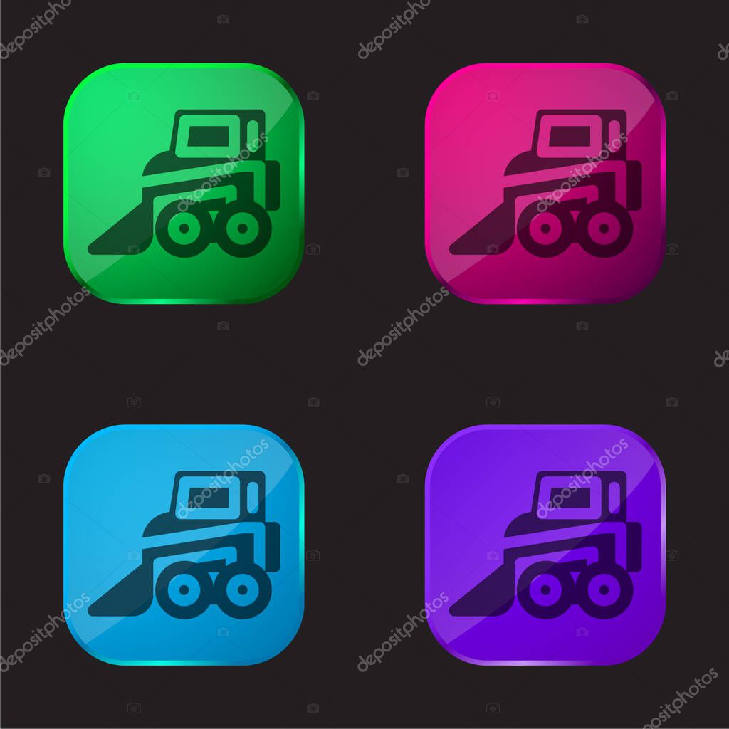 Backhoe four color glass button icon