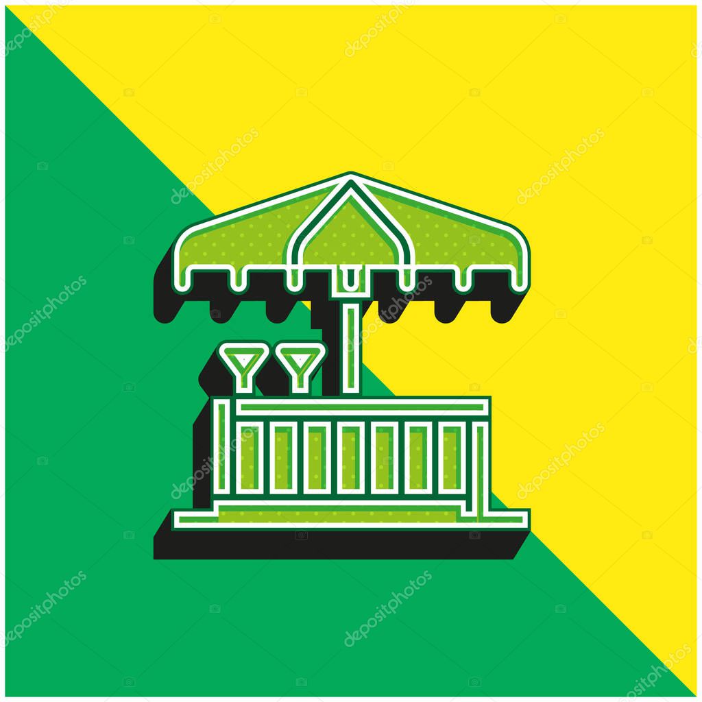 Beach Bar Green and yellow modern 3d vector icon logo