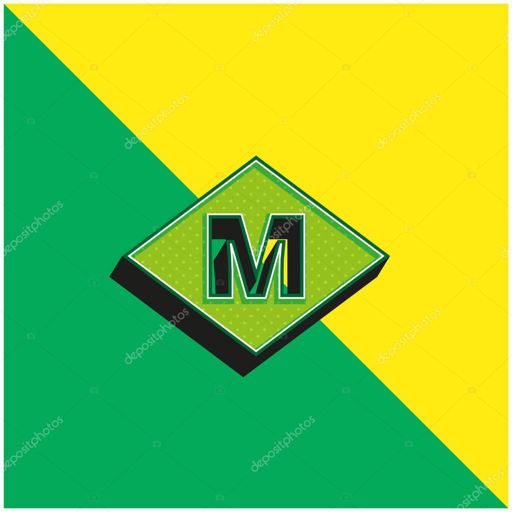 Barcelona Metro Logo Green and yellow modern 3d vector icon logo