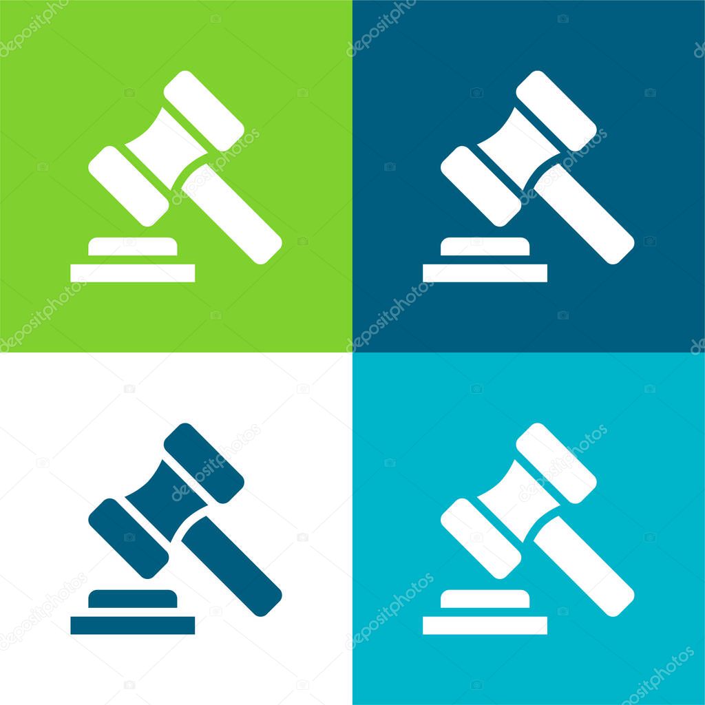 Auction Flat four color minimal icon set