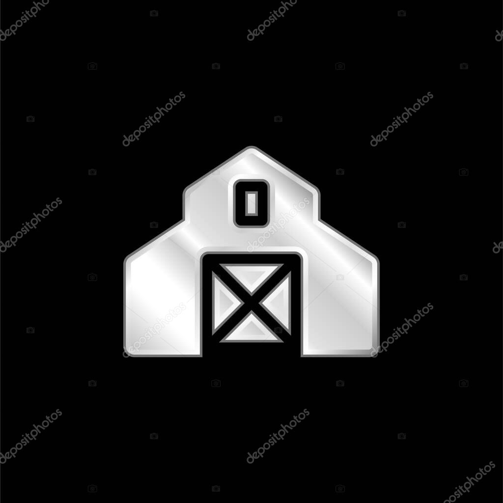 Barn silver plated metallic icon