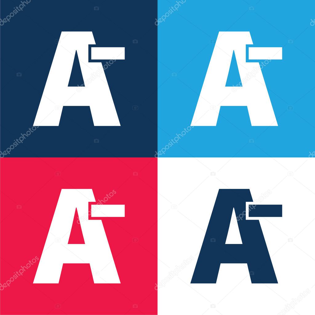 A Minus Test Symbol blue and red four color minimal icon set