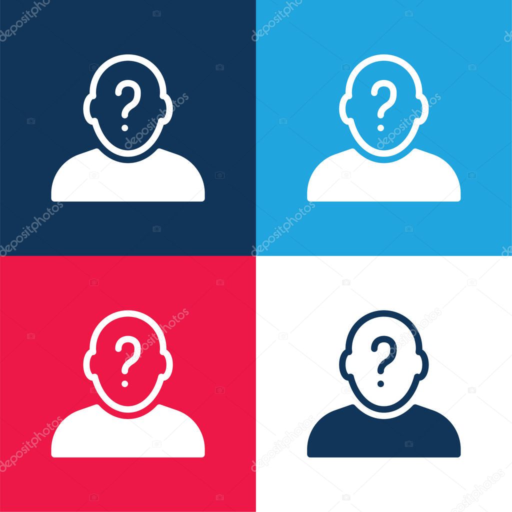 Anonymous blue and red four color minimal icon set