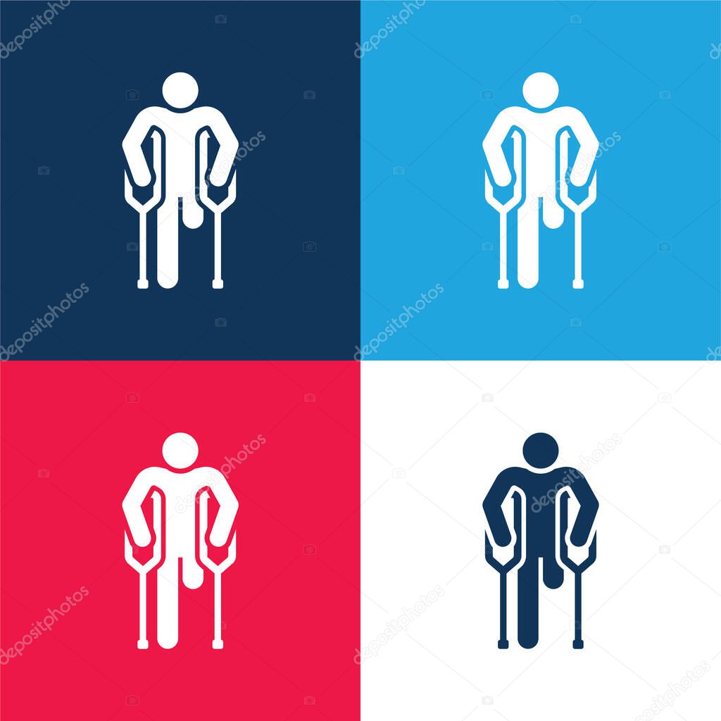 Amputee blue and red four color minimal icon set