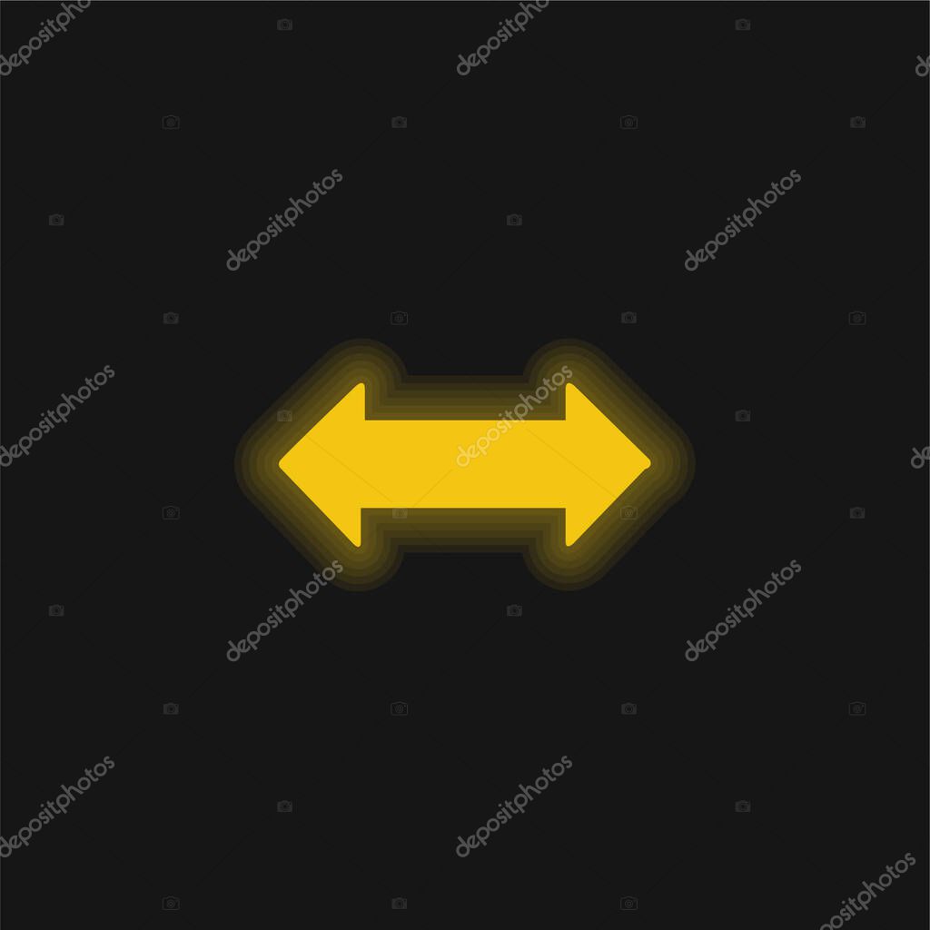 Bidirectional Arrow yellow glowing neon icon