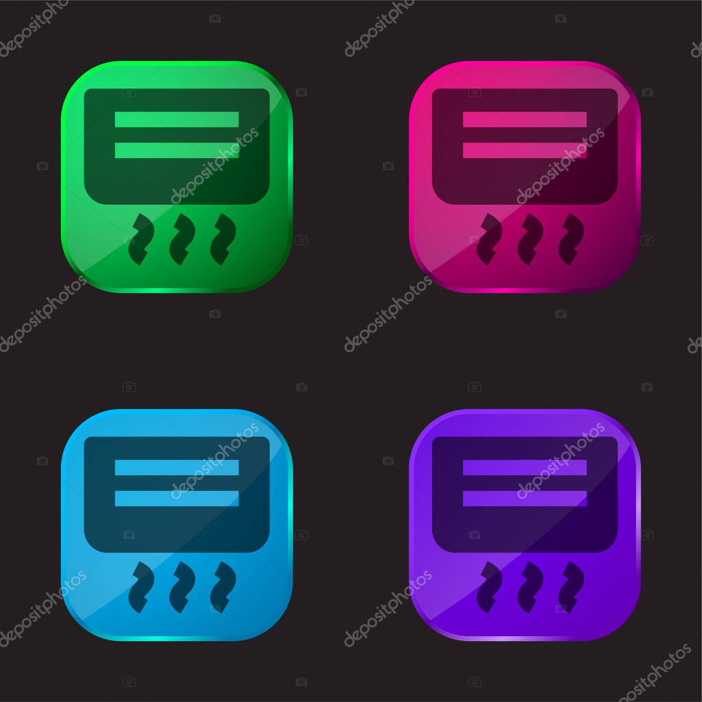 Air Conditioner four color glass button icon