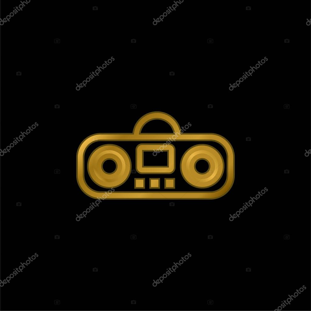 Boombox Cartoon Variant gold plated metalic icon or logo vector