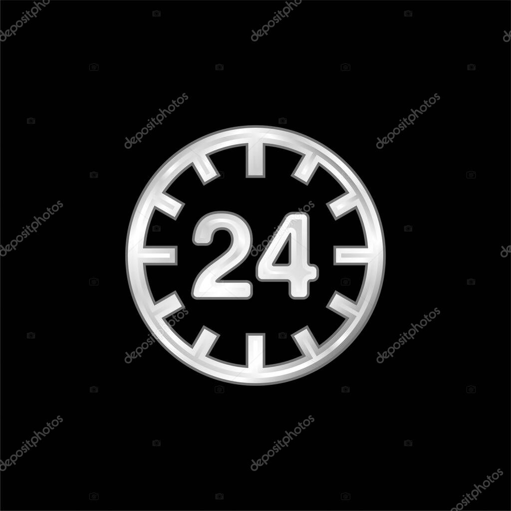 24 Hours Circular Sign silver plated metallic icon