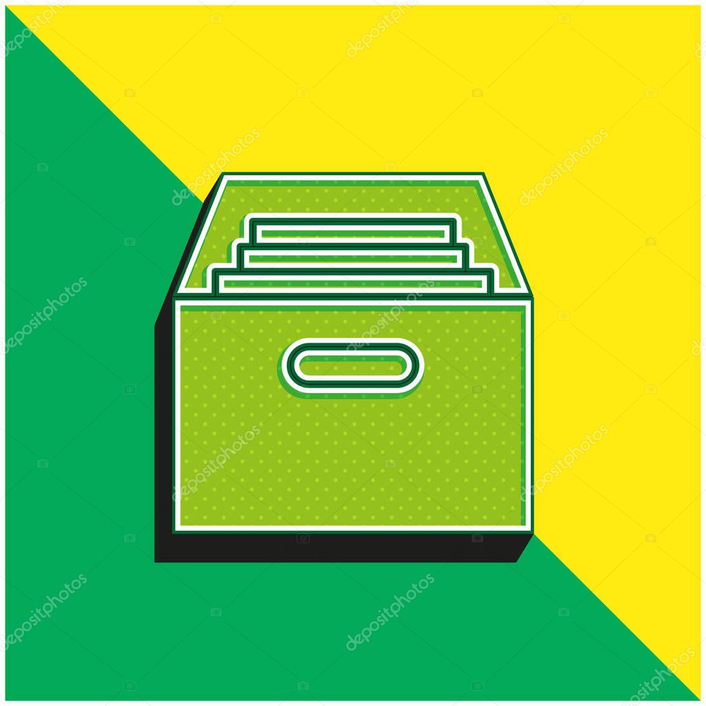 Archive Green and yellow modern 3d vector icon logo