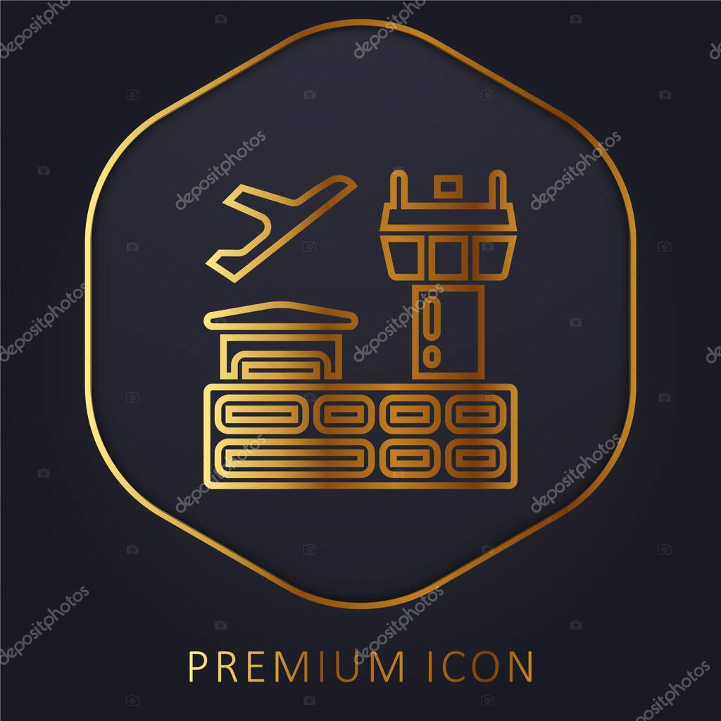 Airport golden line premium logo or icon