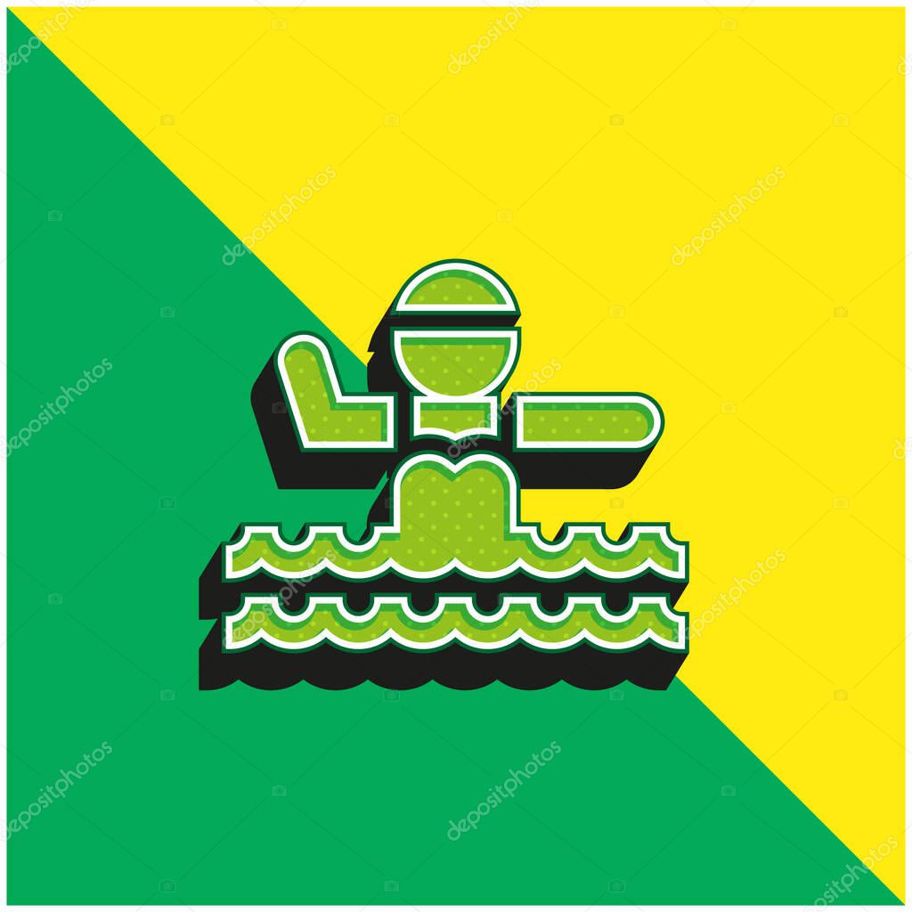 Aquagym Green and yellow modern 3d vector icon logo