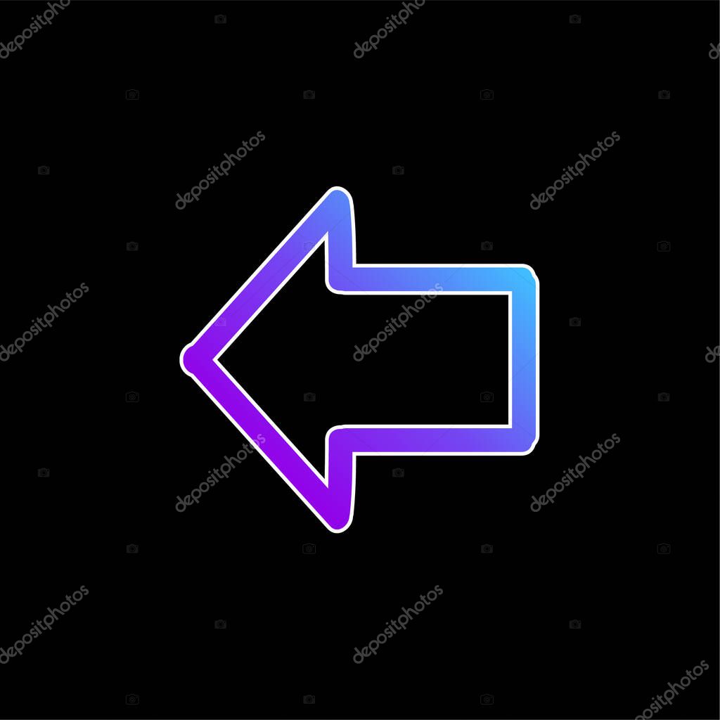 Arrow Pointing To Left Hand Drawn Outline blue gradient vector icon