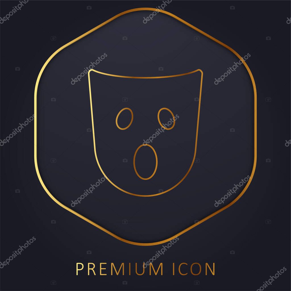 Astonishment Mask golden line premium logo or icon