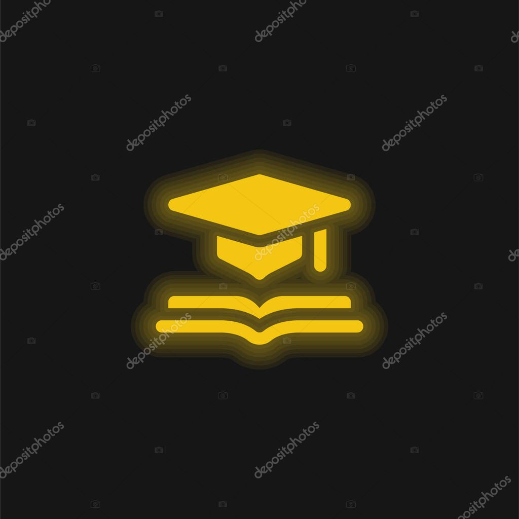Academic yellow glowing neon icon
