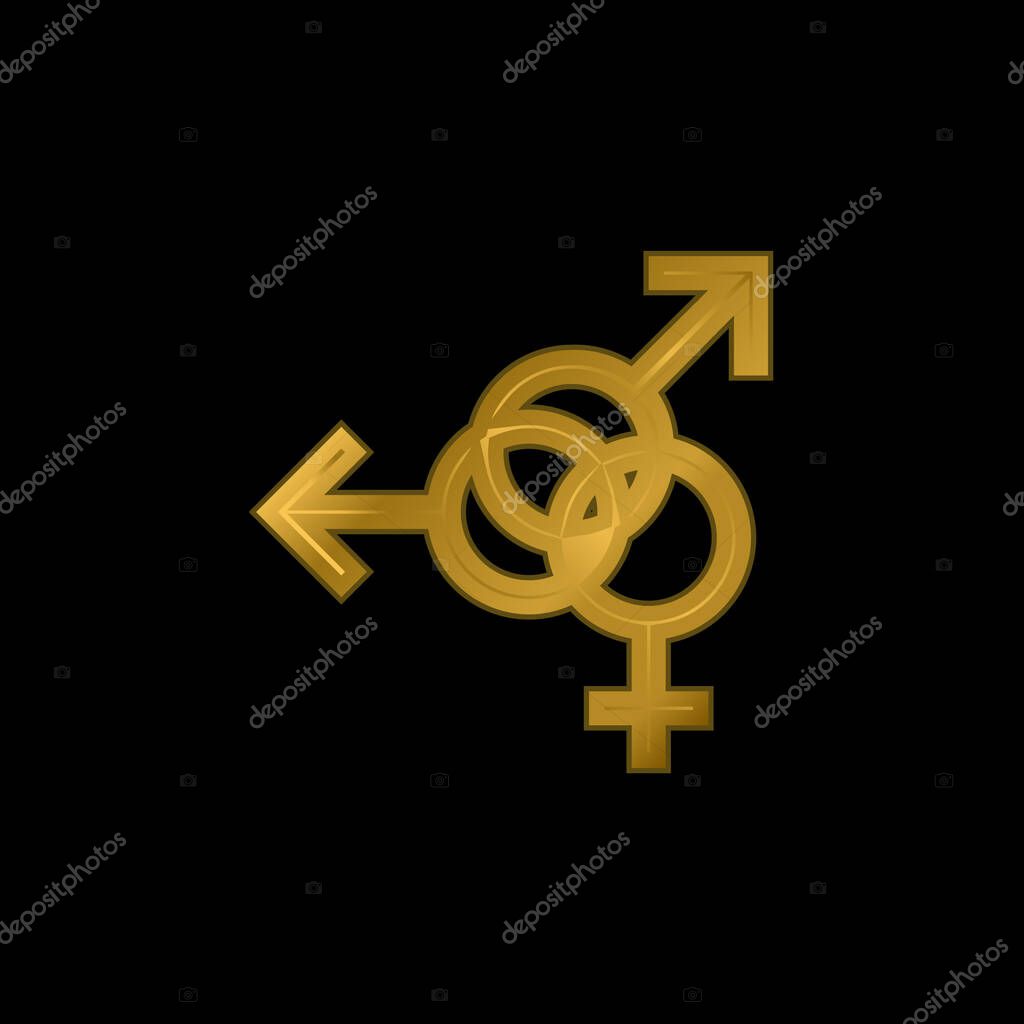 Bisexual gold plated metalic icon or logo vector