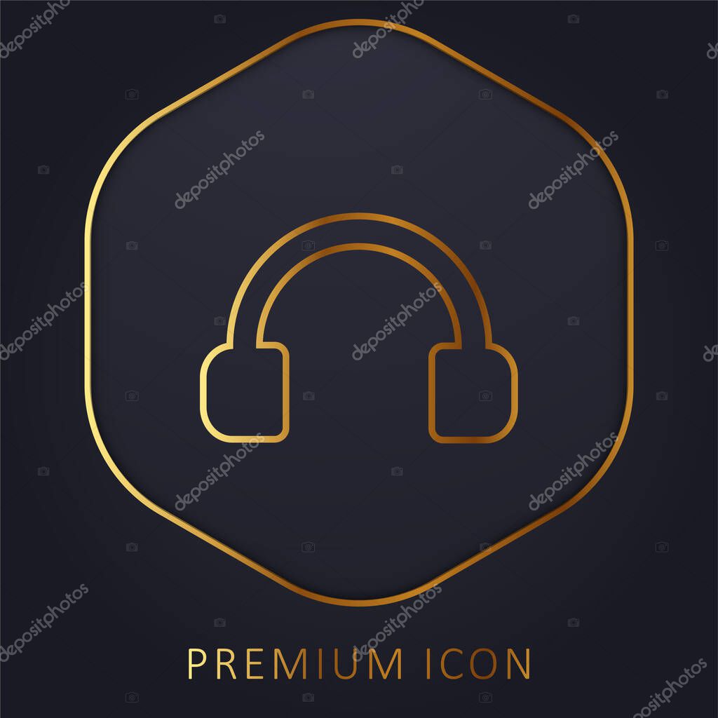 Audio Headset Tool golden line premium logo or icon