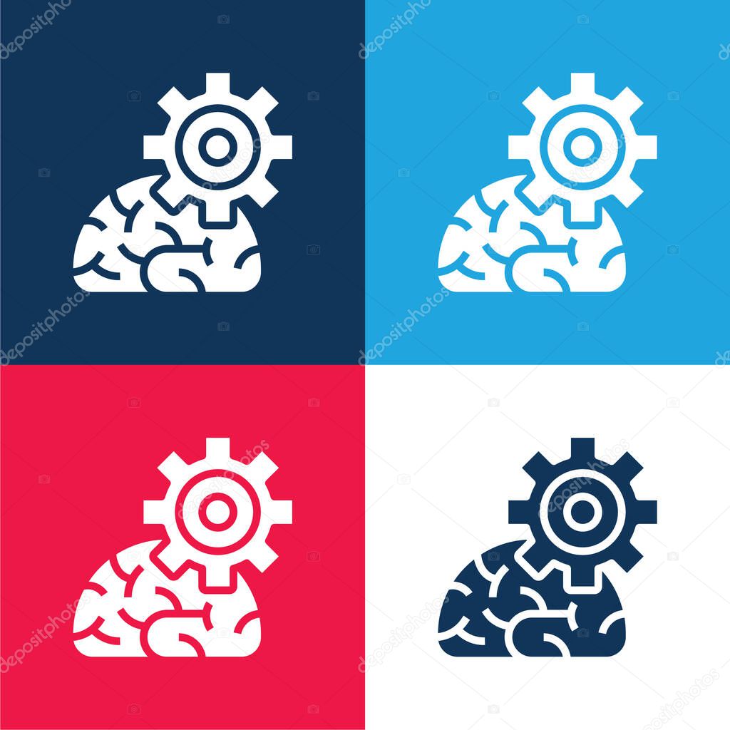 Algorithm blue and red four color minimal icon set