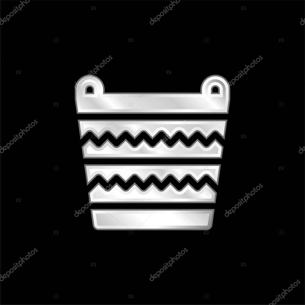 Basket silver plated metallic icon