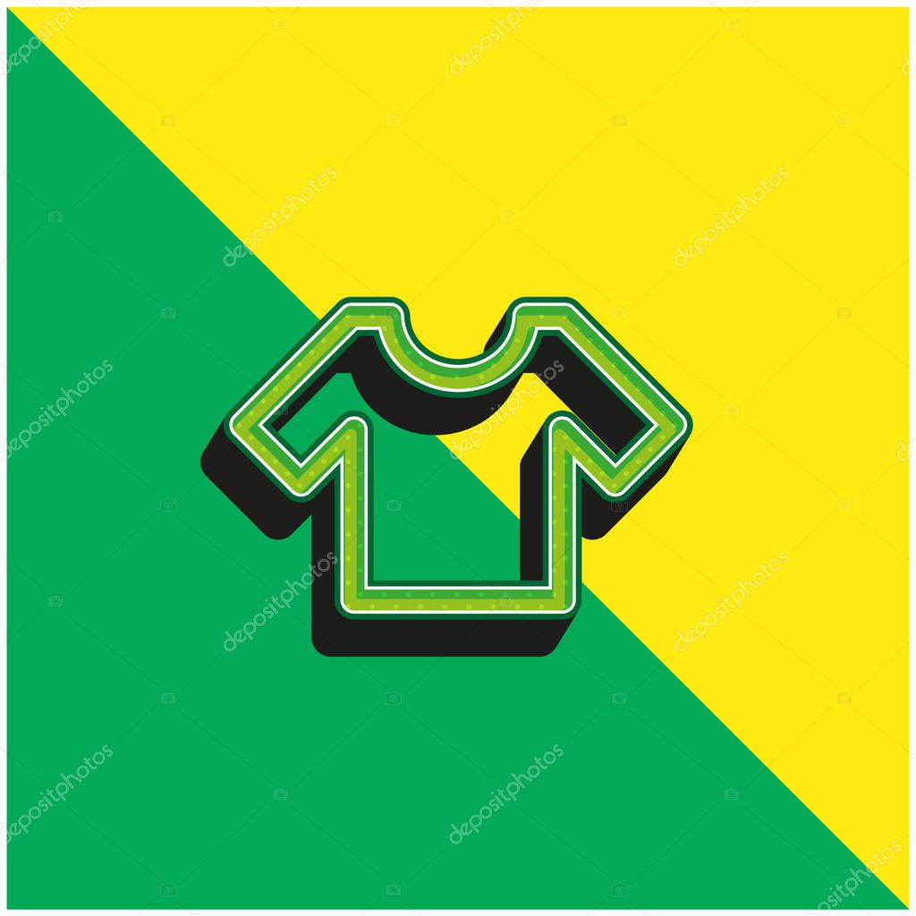 Basic T Shirt Green and yellow modern 3d vector icon logo