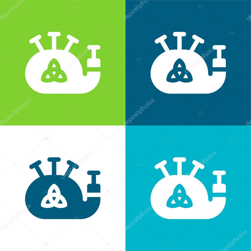 Bagpipe Flat four color minimal icon set