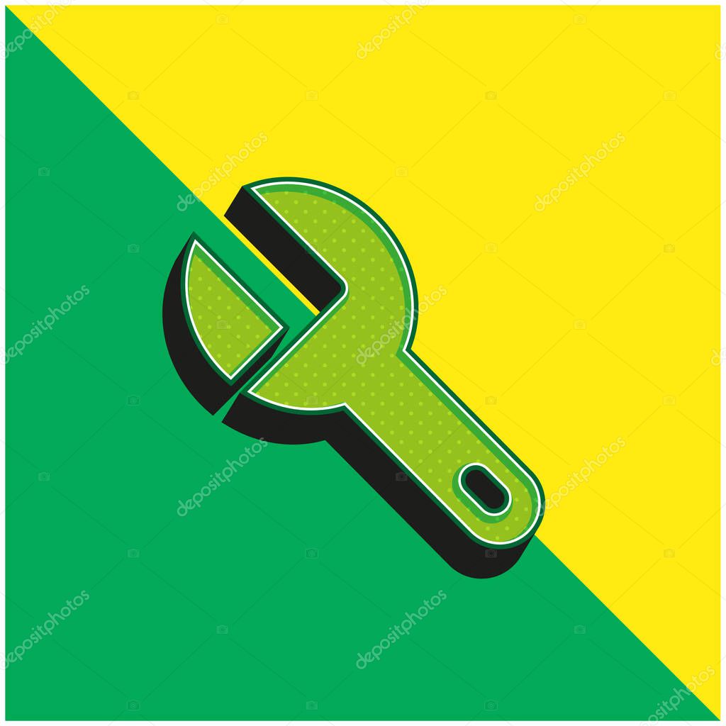 Big Wrench Green and yellow modern 3d vector icon logo