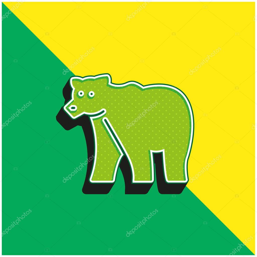 Bear Green and yellow modern 3d vector icon logo