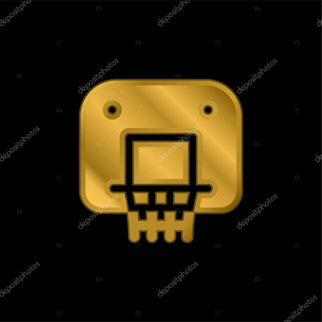 Backboard gold plated metalic icon or logo vector