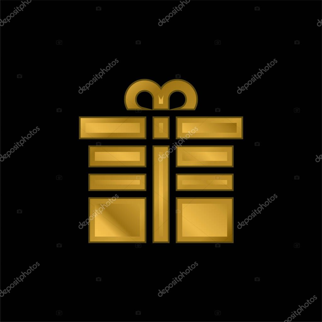 Birthday gold plated metalic icon or logo vector