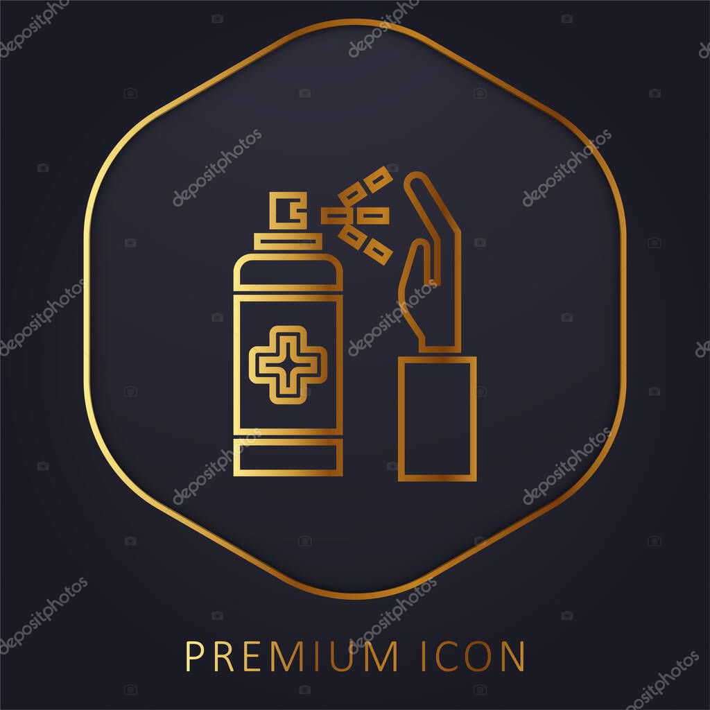 Alcohol Gel golden line premium logo or icon