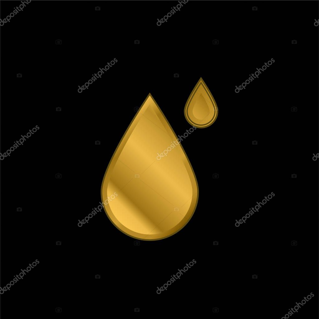 Big And Small Drops gold plated metalic icon or logo vector