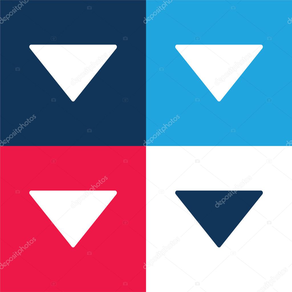 Arrow Down Filled Triangle blue and red four color minimal icon set