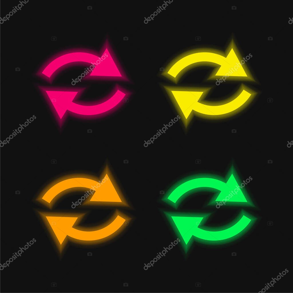Arrows Couple four color glowing neon vector icon