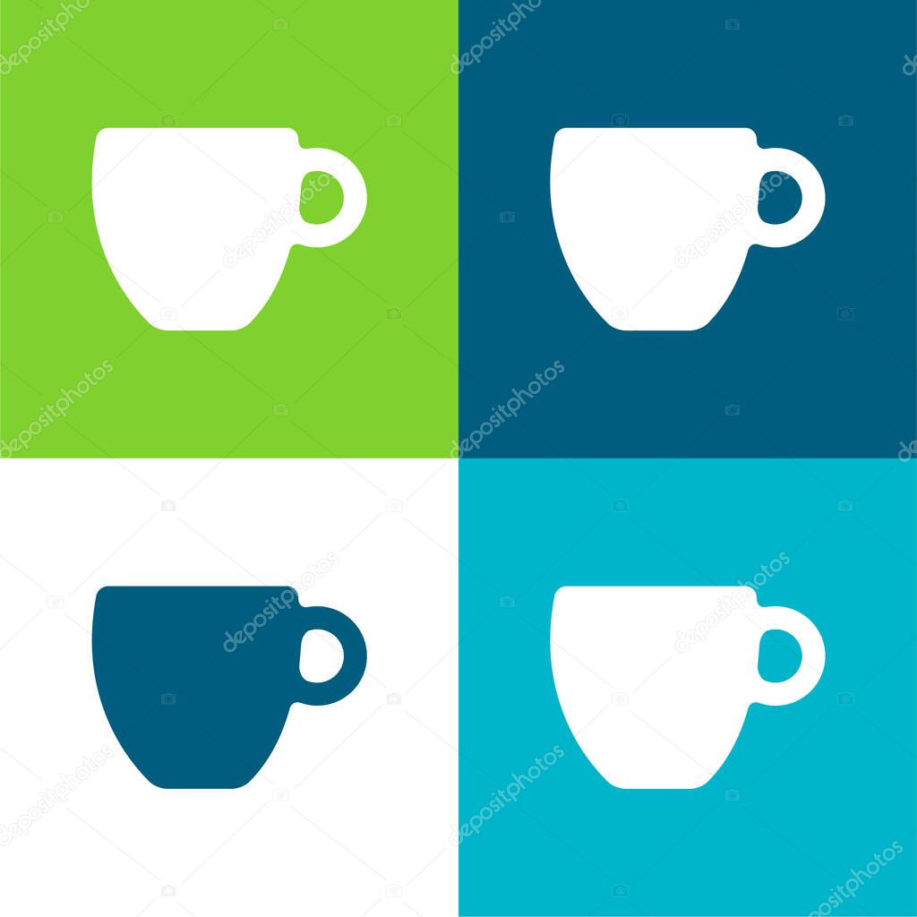 Black Coffee Cup Flat four color minimal icon set