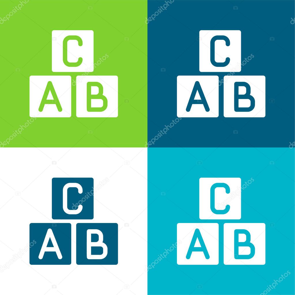 ABC Blocks Flat four color minimal icon set
