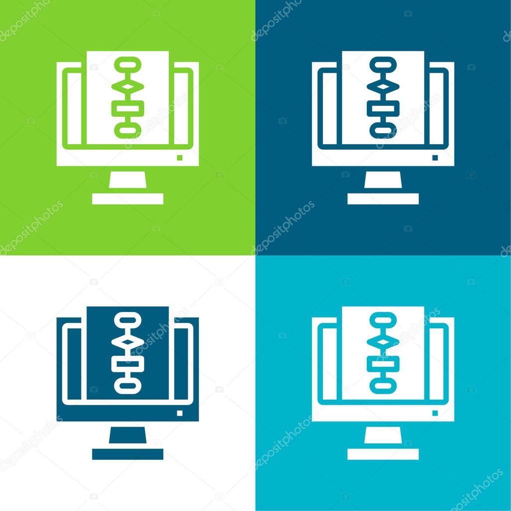 Algorithm Flat four color minimal icon set