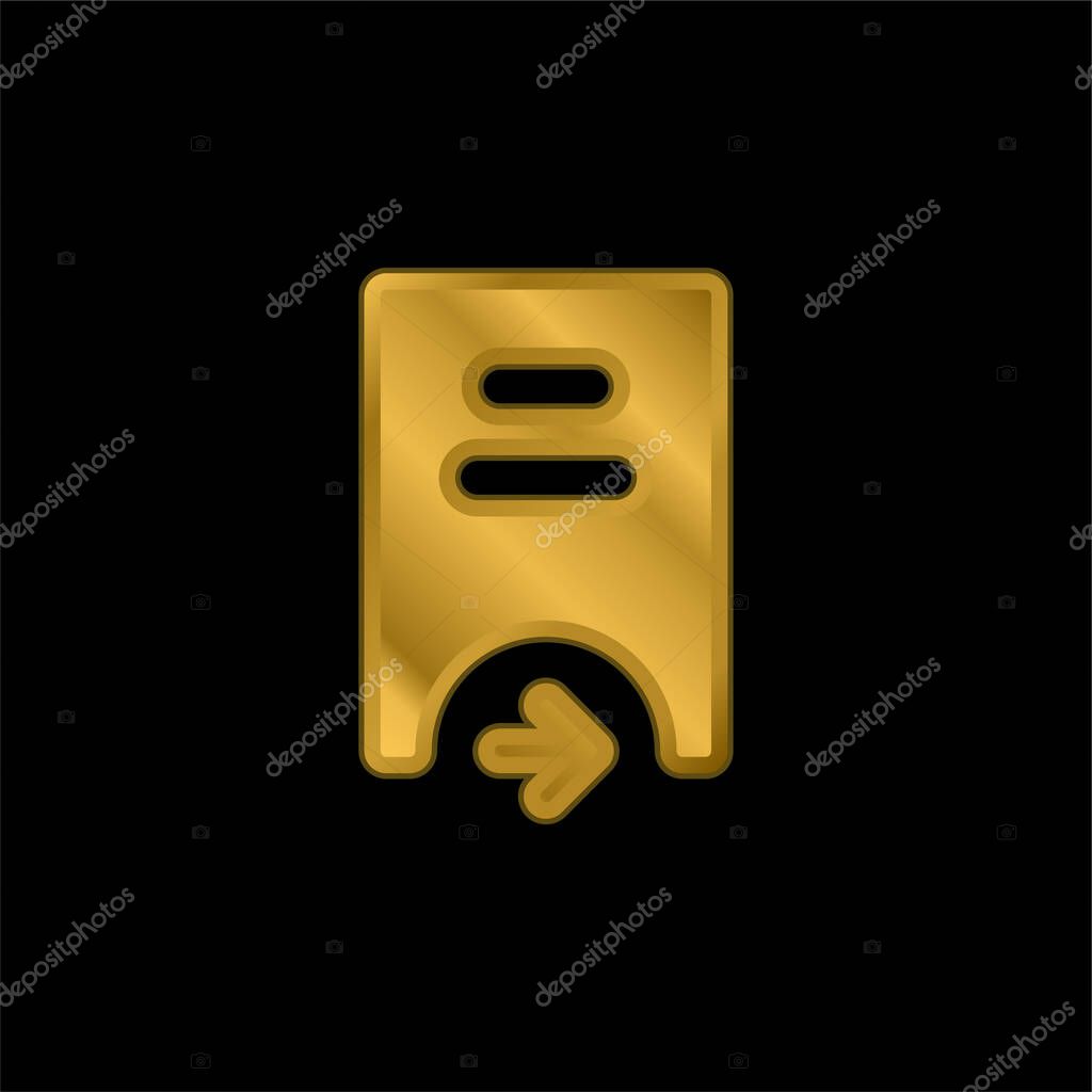 Bank gold plated metalic icon or logo vector