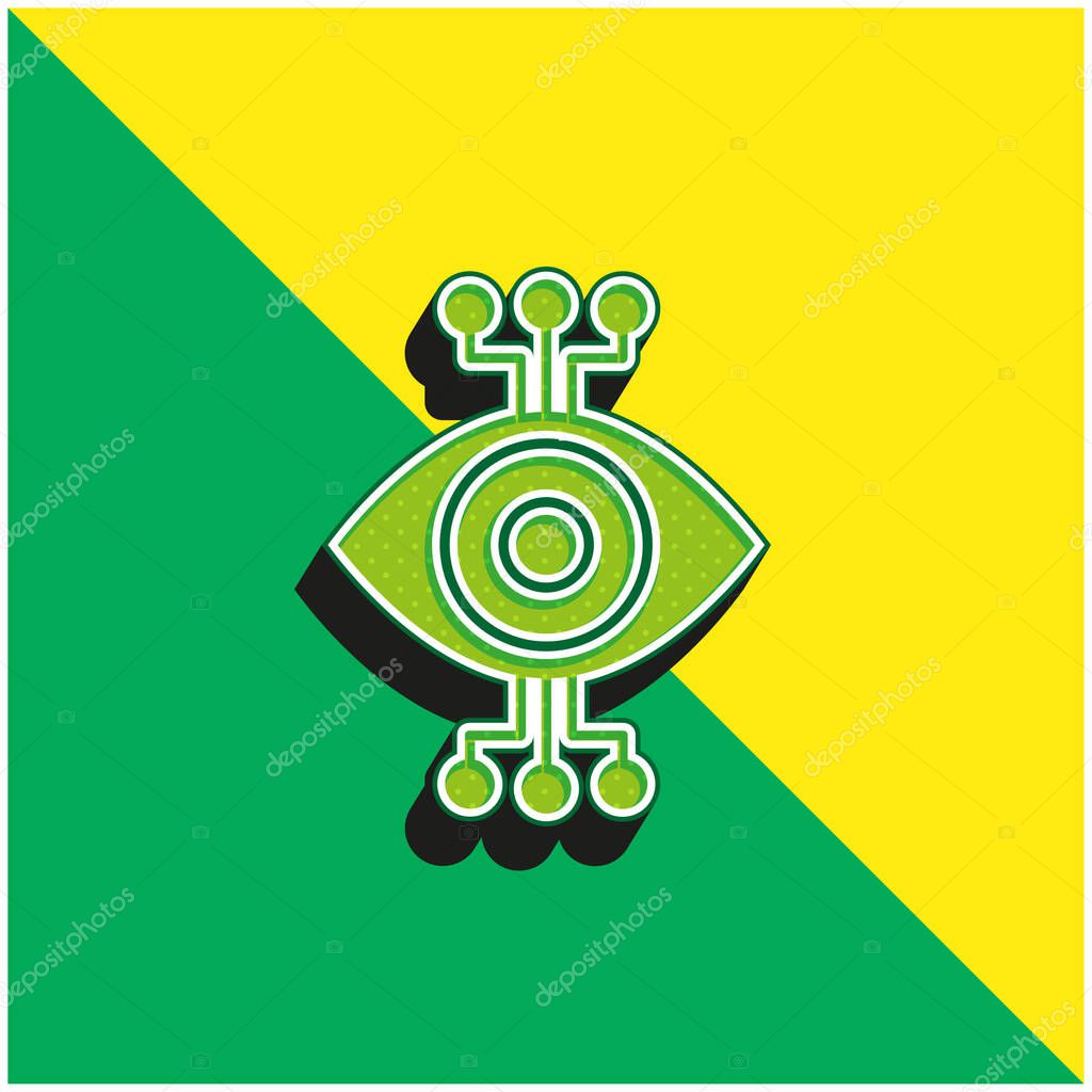 Bionic Eye Green and yellow modern 3d vector icon logo